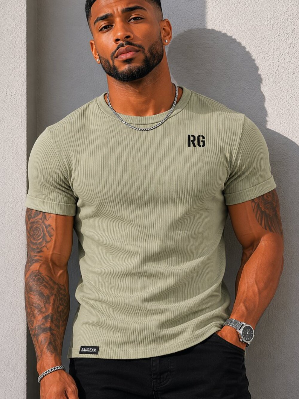 New Men's Raw Gear Oak Essential Ribbed T-Shirt